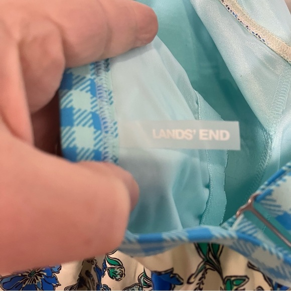 Lands’ End mix & match tankini set blue gingham checkered floral new size 16W - Picture 11 of 14